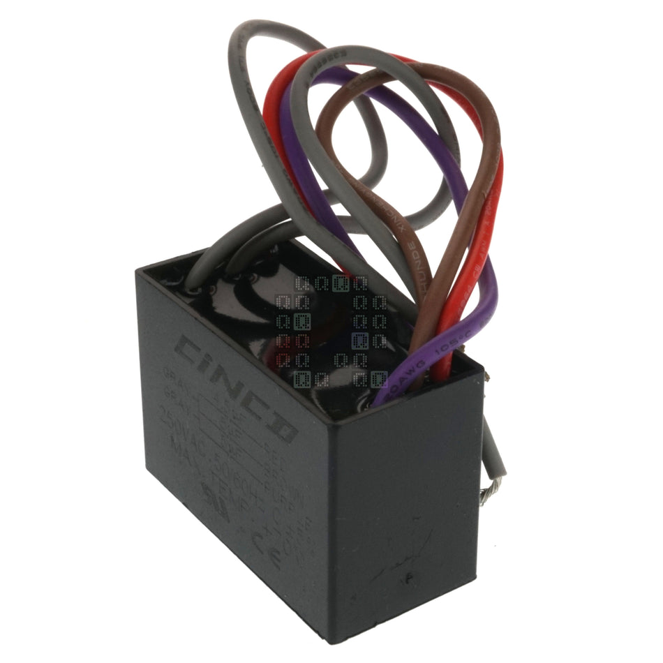 CBB61 Cinco Dry Type Run Capacitor with Leads, 5/5/4.5uF 250VAC 50/60Hz, Fan Box Tab