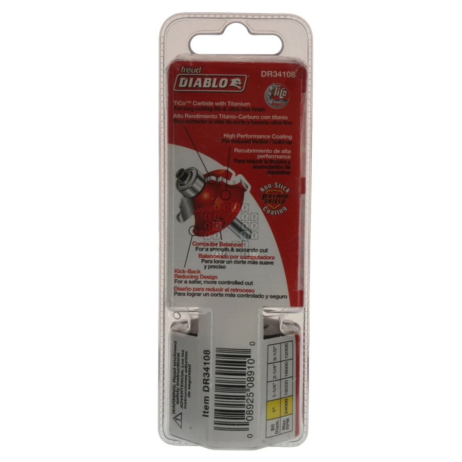 Diablo DR34108 Carbide Tipped 3/16" Radius Rounding Over Router Bit, 1/4" Shank