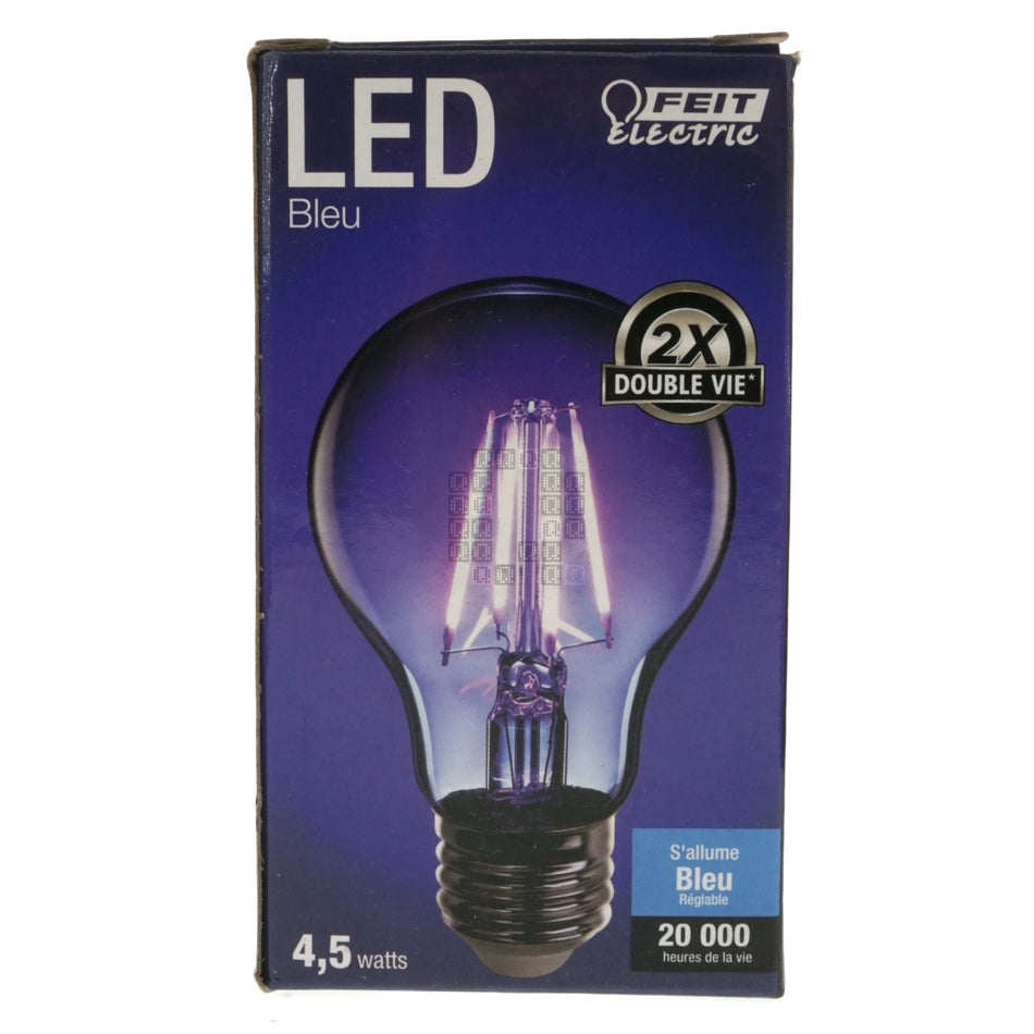 Feit Electric A19/TB/LED Blue Filament LED Light Bulb, 4.5 Watt, 120V E26 Base, Dimmable, 20,000hr