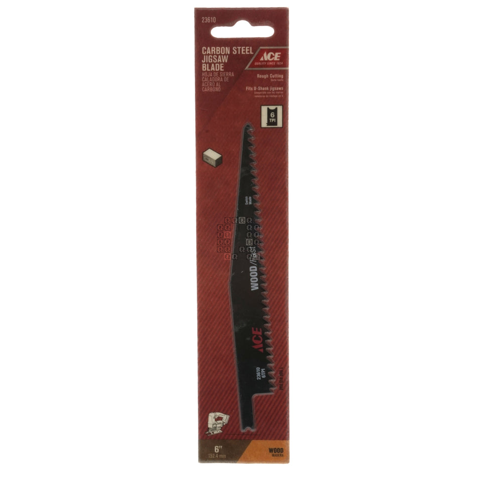 ACE Hardware 23610 U-Shank High Speed Steel Jigsaw Blades, 6TPI, 6" Length
