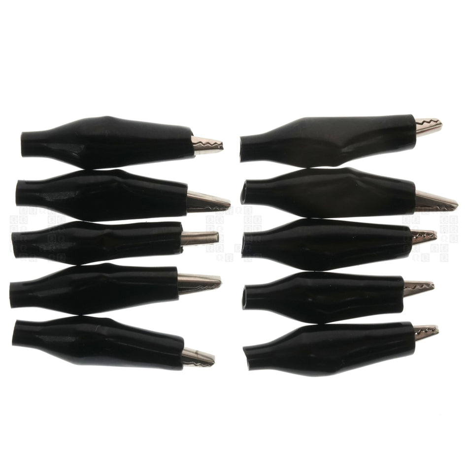 Earu 28mm Alligator Electrical Clamp Clips, Black, 10-Pack