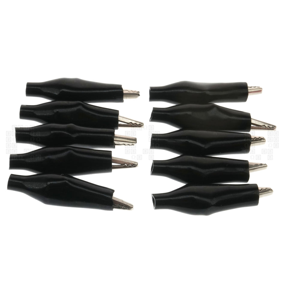 Earu 28mm Alligator Electrical Clamp Clips, Black, 10-Pack