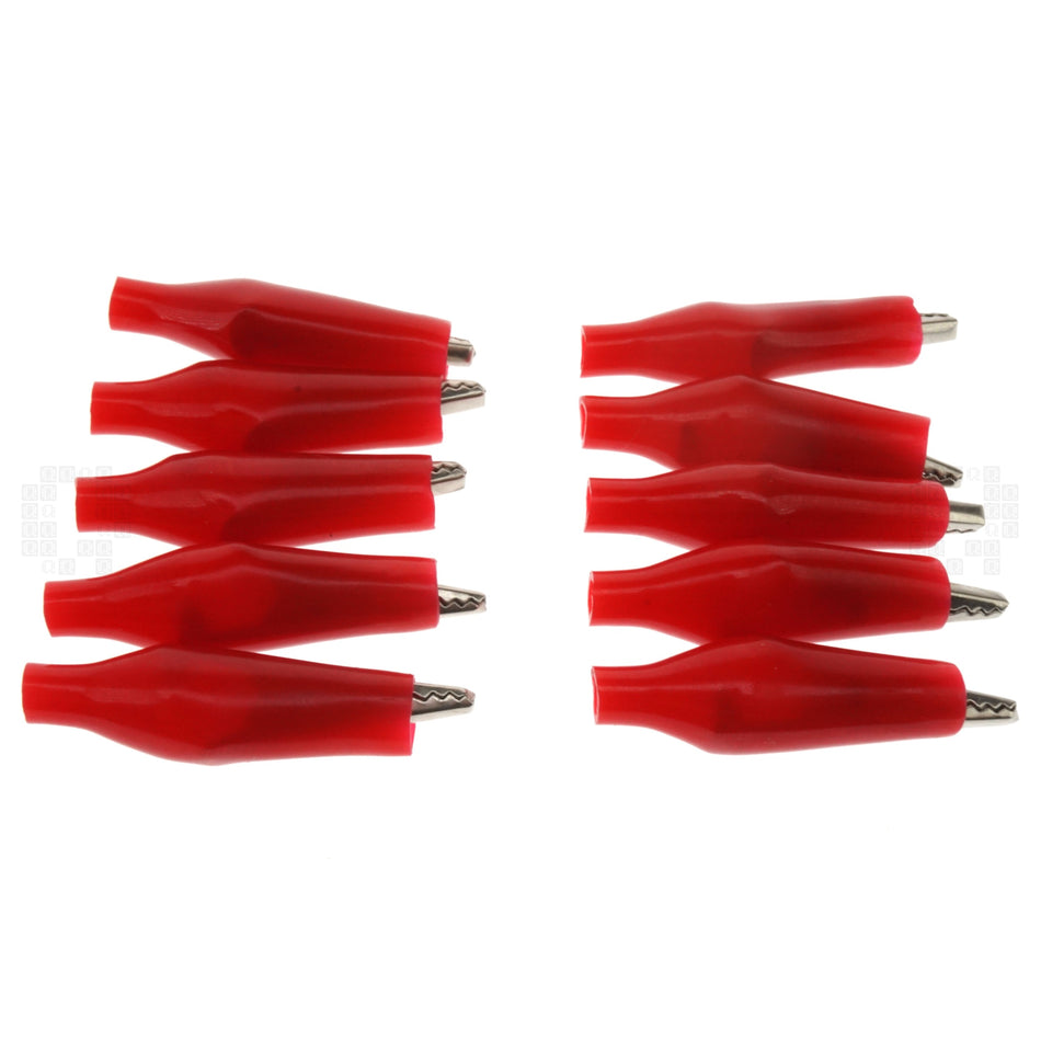 Earu 28mm Alligator Electrical Clamp Clips, Red, 10-Pack