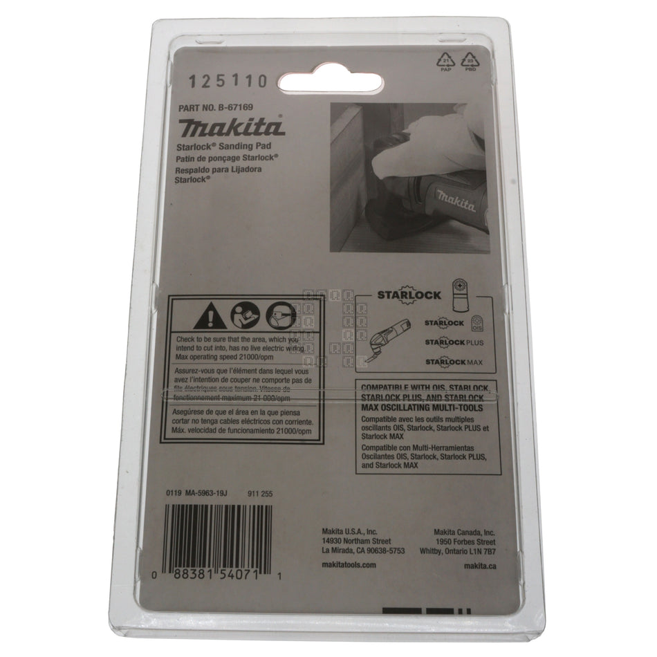 Makita B-67169 Starlock 3-3/4" Hook and Loop Delta Triangle Sanding Pad