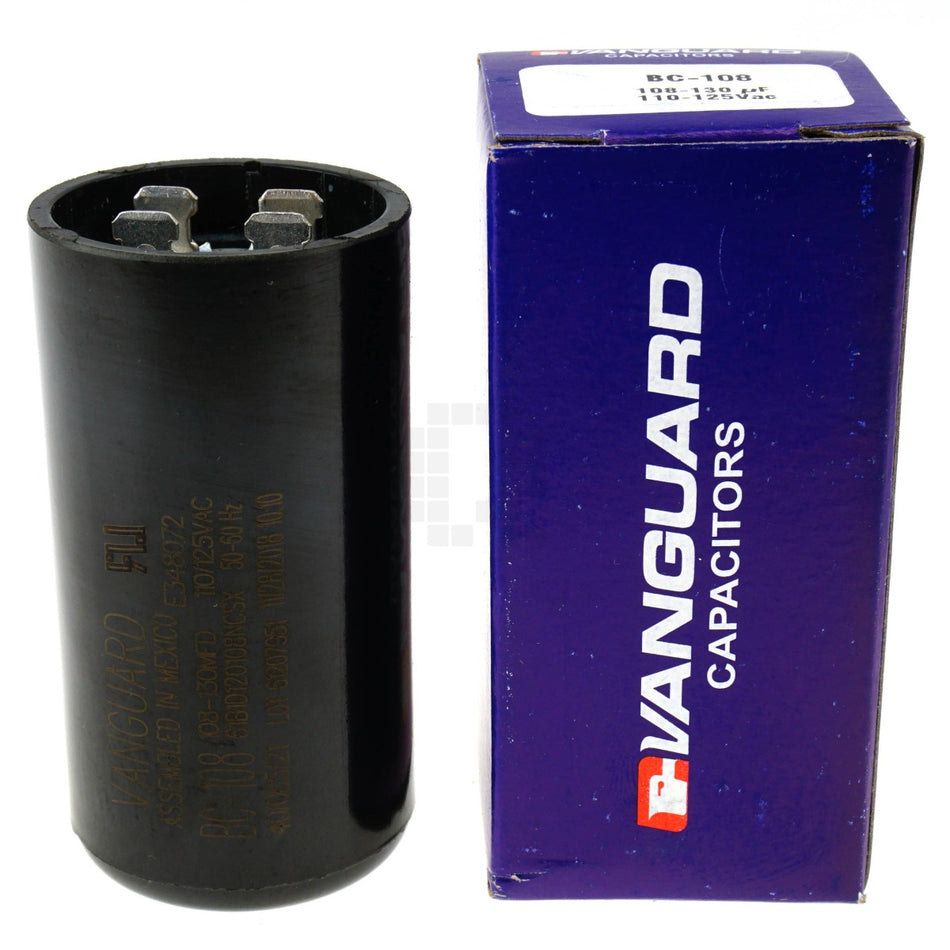Vanguard BC-108 Electric Motor Start Capacitor, 108-130 uF, 110-125VAC