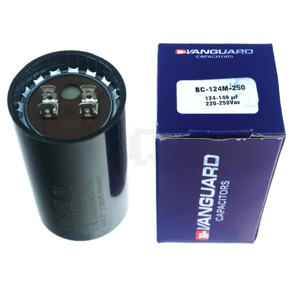 Vanguard BC-124M-250 Electric Motor Start Capacitor, 124-149 uF, 220-250VAC