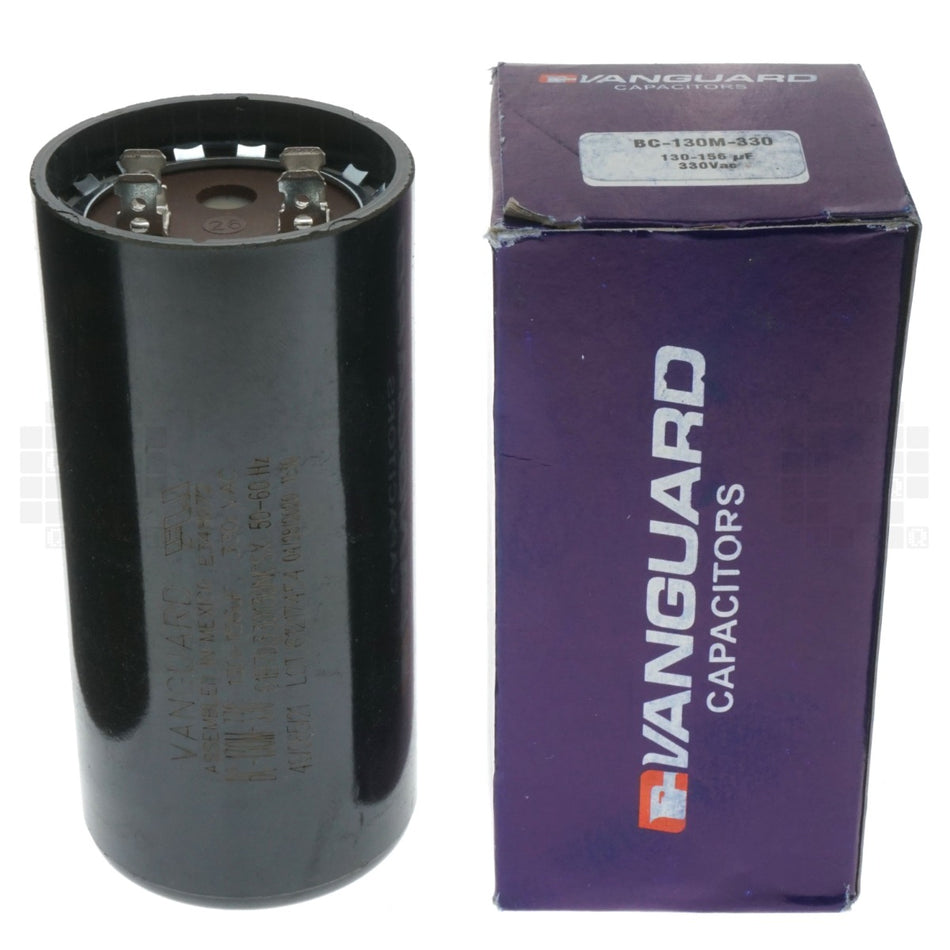Vanguard BC-130M-330 Electric Motor Start Capacitor, 130-156 uF, 330VAC 50/60Hz