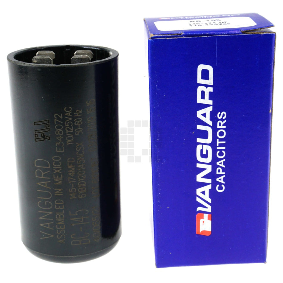 Vanguard BC-145 Electric Motor Start Capacitor, 145-175 uF, 110-125VAC