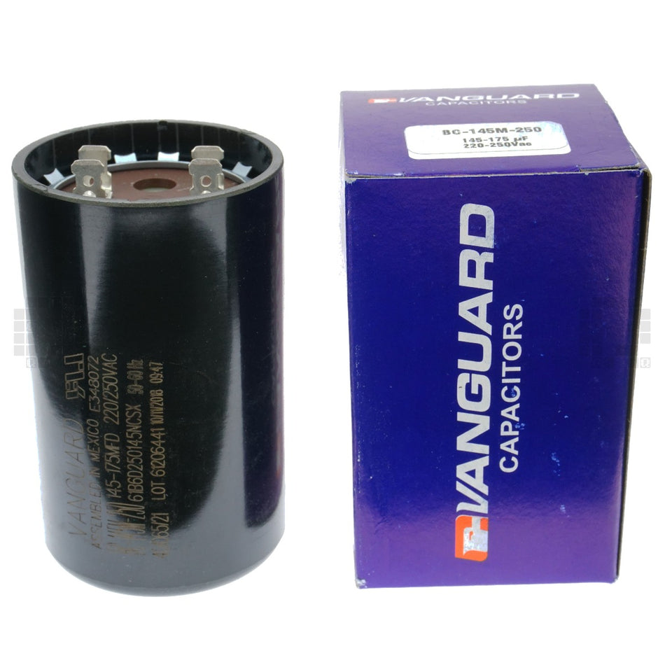 Vanguard BC-145M-250 Electric Motor Start Capacitor, 145-175 uF, 220-250 VAC