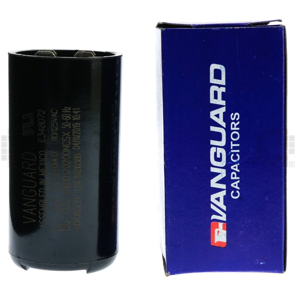 Vanguard BC-200 Electric Motor Start Capacitor, 200-240 uF, 110-125VAC 50/60Hz
