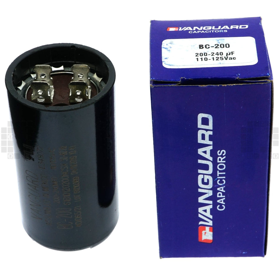 Vanguard BC-200 Electric Motor Start Capacitor, 200-240 uF, 110-125VAC 50/60Hz