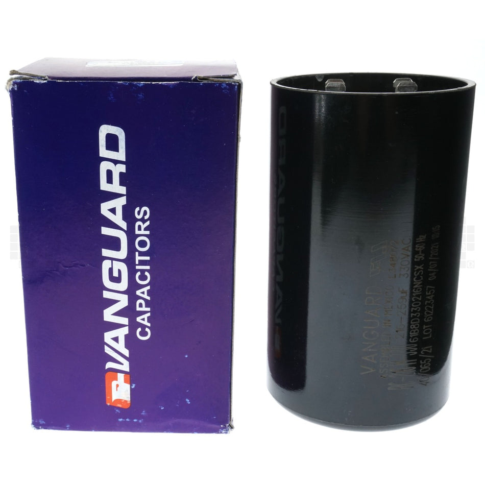 Vanguard BC-216M-330 Electric Motor Start Capacitor, 216-259 uF, 330VAC 50/60Hz