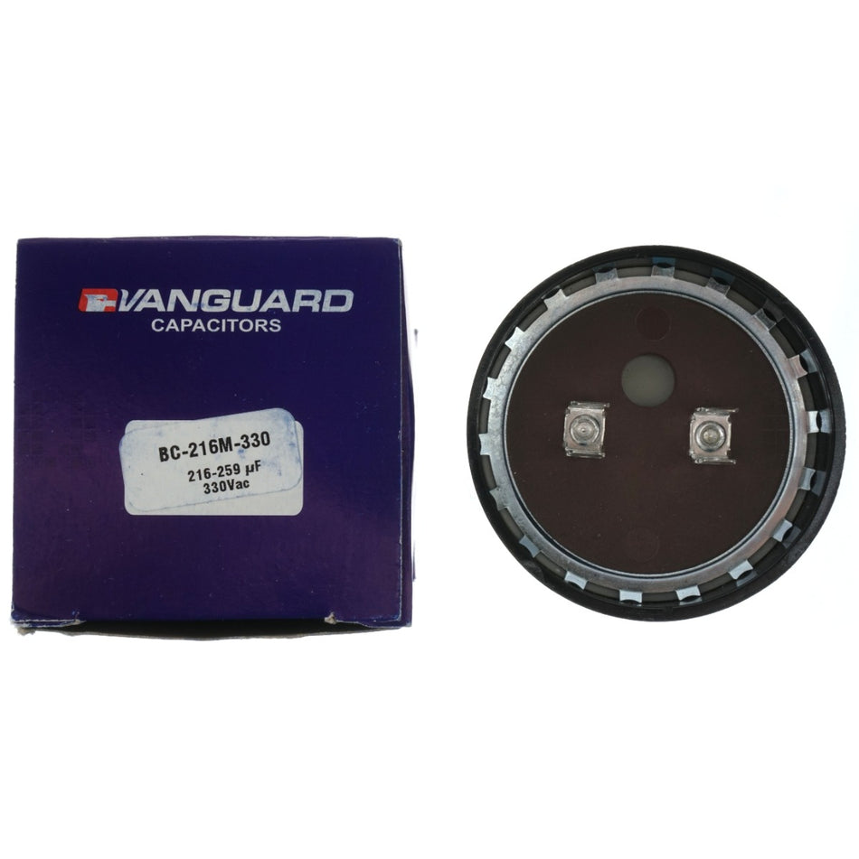 Vanguard BC-216M-330 Electric Motor Start Capacitor, 216-259 uF, 330VAC 50/60Hz