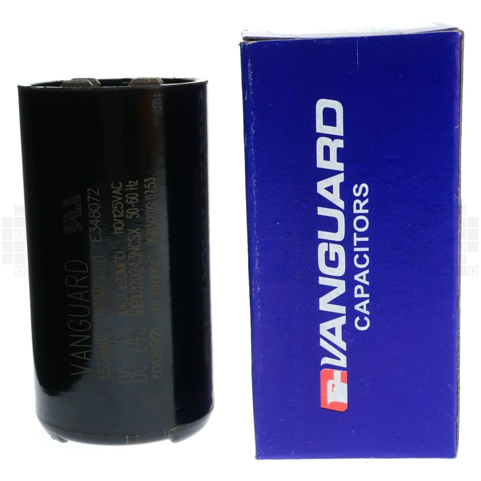 Vanguard BC-243 Electric Motor Start Capacitor, 243-292 uF, 110-125VAC
