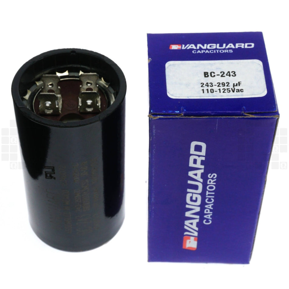 Vanguard BC-243 Electric Motor Start Capacitor, 243-292 uF, 110-125VAC