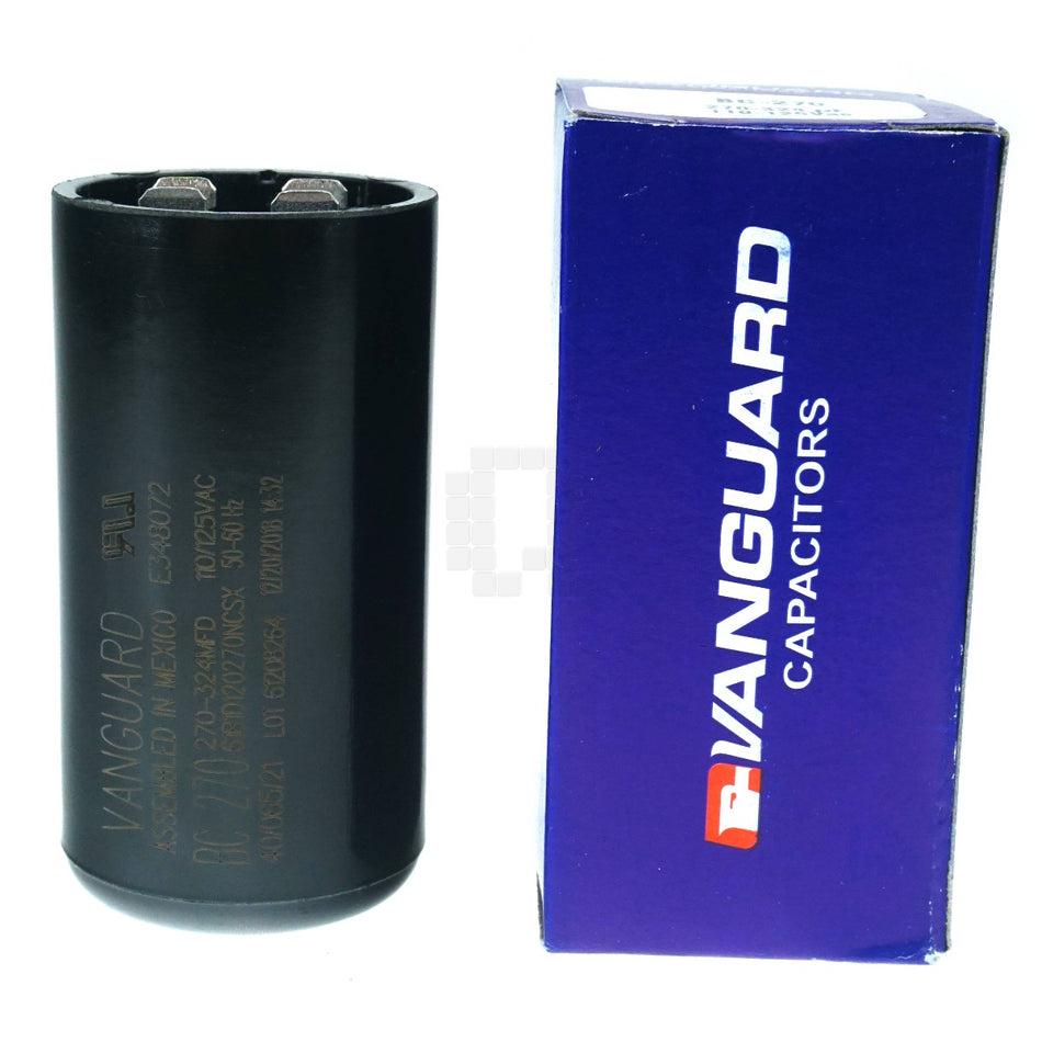 Vanguard BC-270 Electric Motor Start Capacitor, 270-324 uF, 110-125VAC 50/60Hz