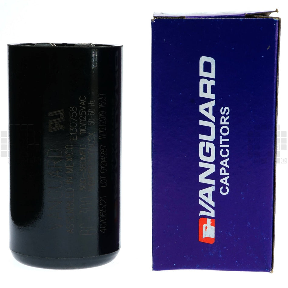 Vanguard BC-300 Electric Motor Start Capacitor, 300-360 uF, 110-125VAC, 50/60Hz