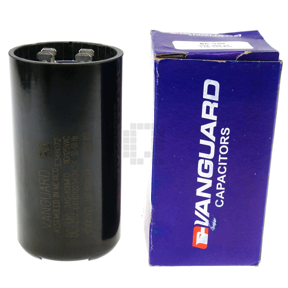 Vanguard BC-340 Electric Motor Start Capacitor, 340-408 uF, 110-125VAC
