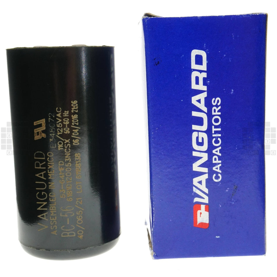 Vanguard BC-56 Electric Motor Start Capacitor, 53-64 uF, 110-125VAC