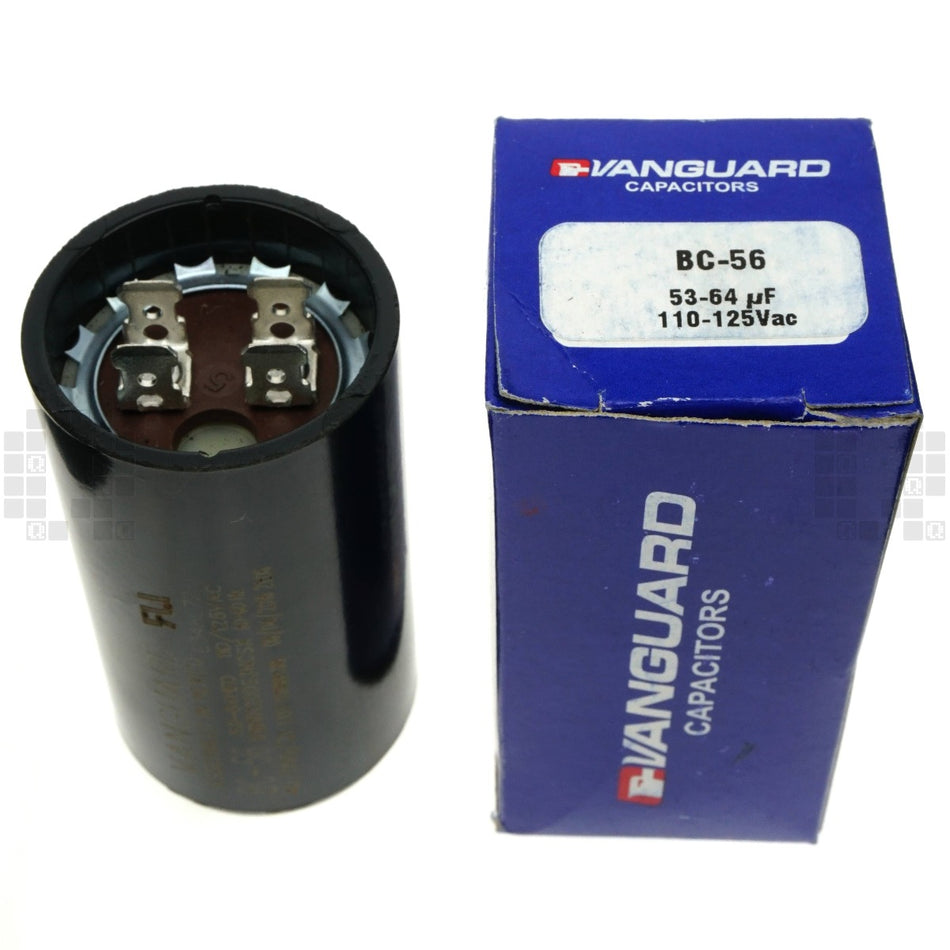 Vanguard BC-56 Electric Motor Start Capacitor, 53-64 uF, 110-125VAC