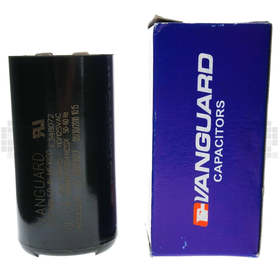 Vanguard BC-64 Electric Motor Start Capacitor, 64-77 uF, 110-125VAC