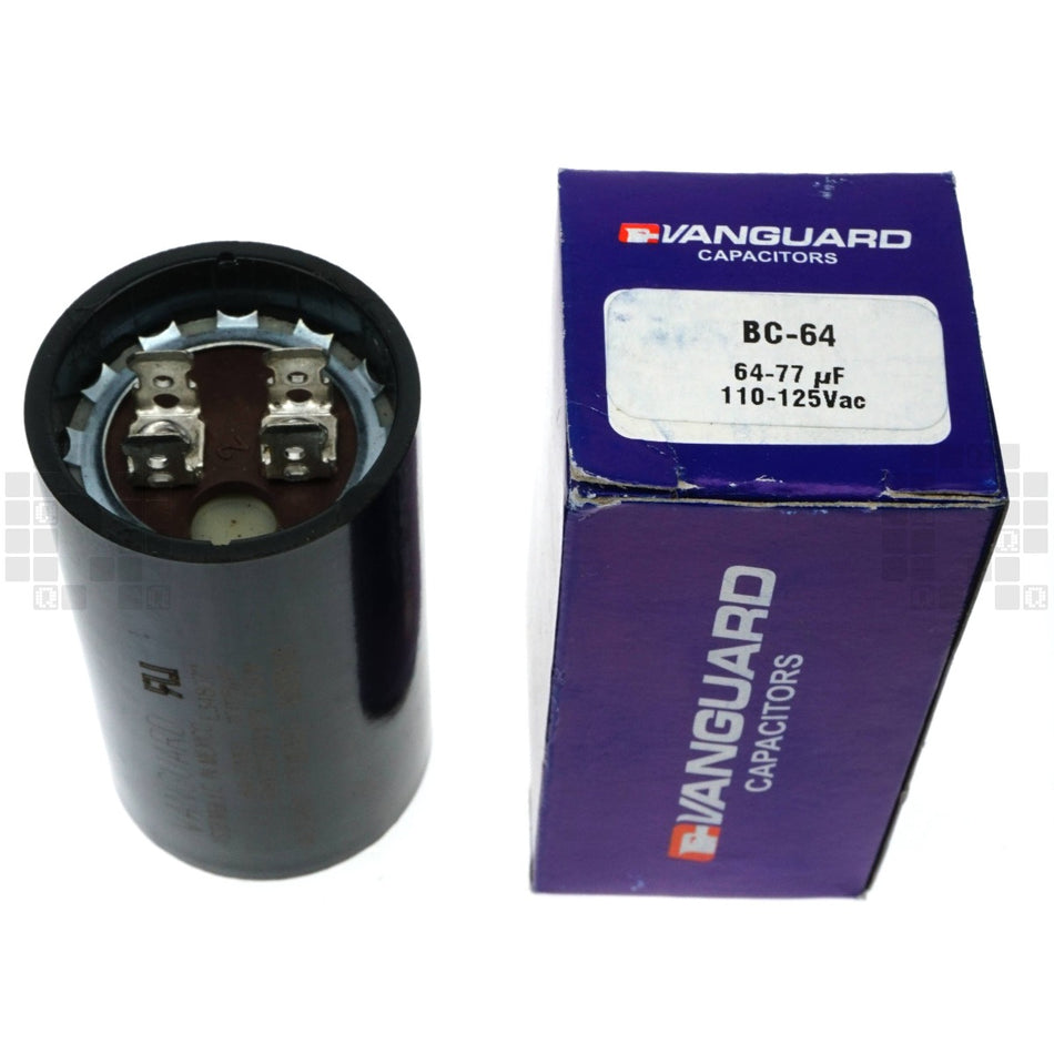 Vanguard BC-64 Electric Motor Start Capacitor, 64-77 uF, 110-125VAC