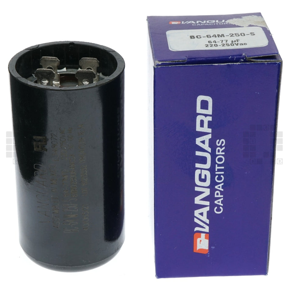 Vanguard BC-64M-250-S Electric Motor Start Capacitor, 64-77 uF 220-250VAC