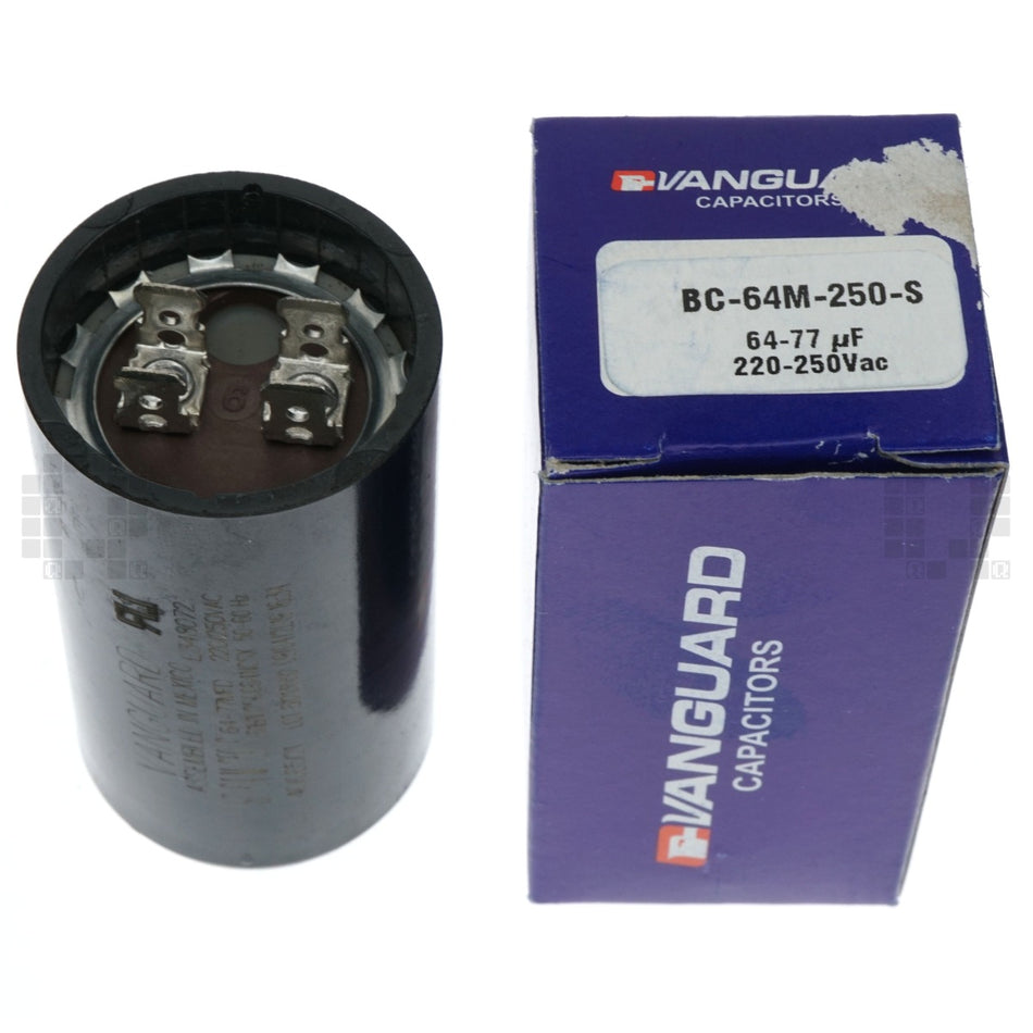 Vanguard BC-64M-250-S Electric Motor Start Capacitor, 64-77 uF 220-250VAC
