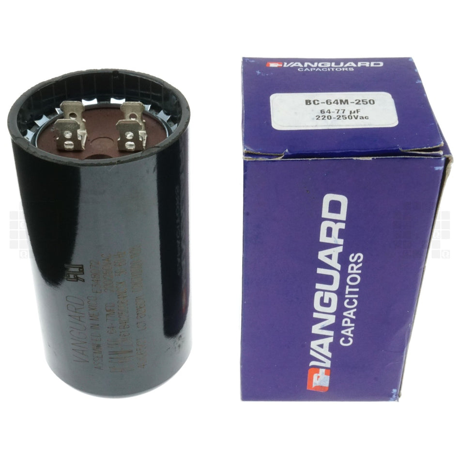 Vanguard BC-64M-250 Electric Motor Start Capacitor, 64-77 uF, 220-250VAC 50/60Hz