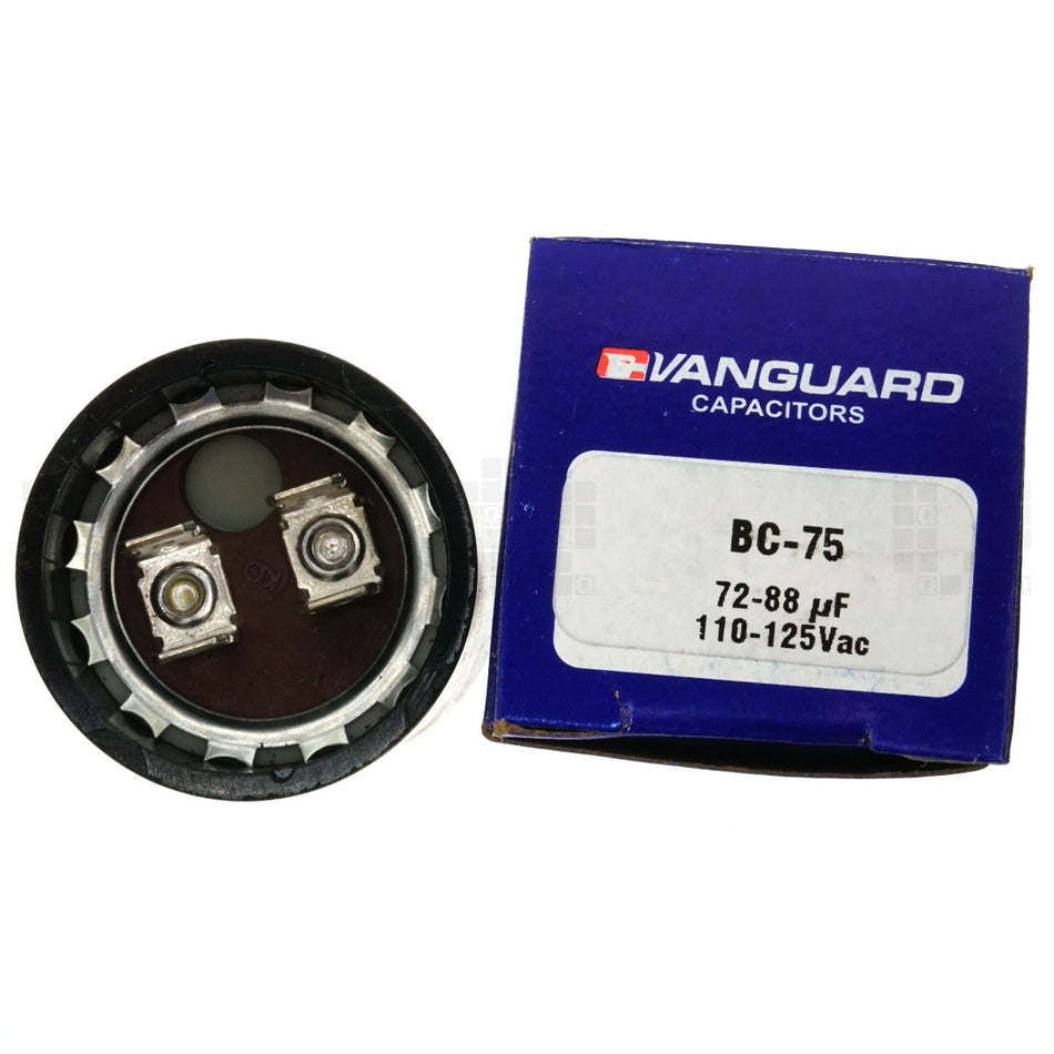 Vanguard BC-75 Electric Motor Start Capacitor, 72-88 uF, 110-125VAC 50/60Hz