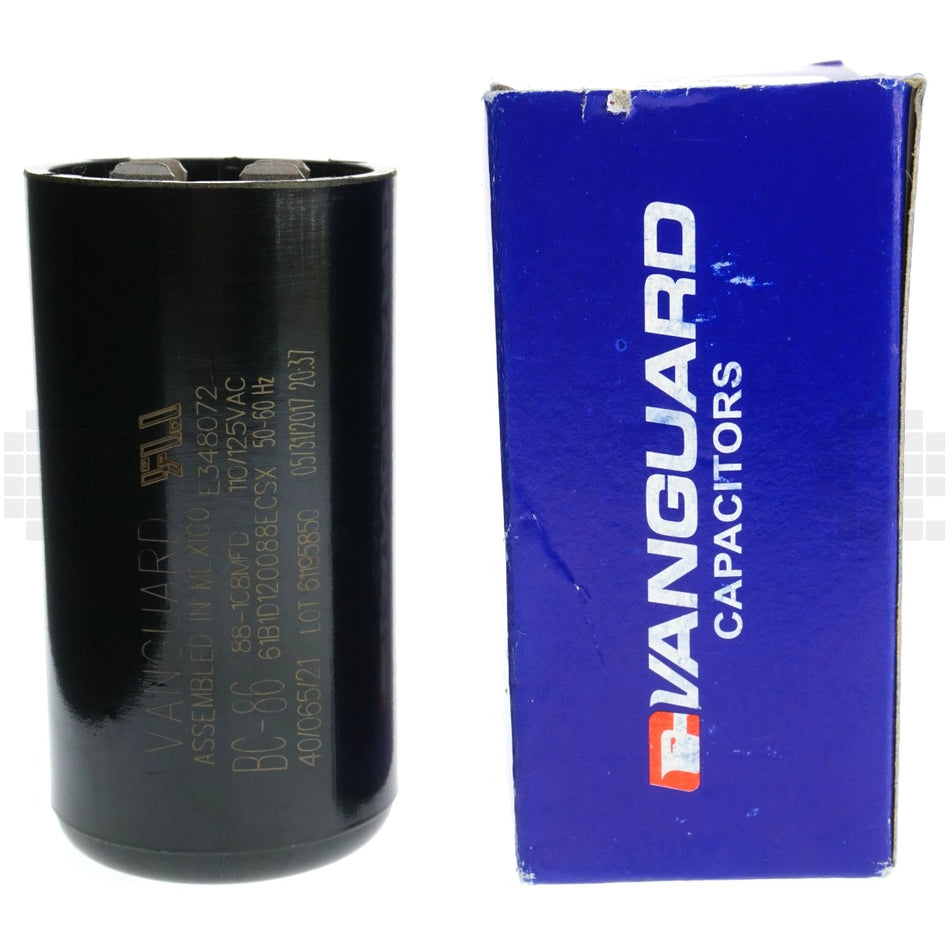 Vanguard BC-86 Electric Motor Start Capacitor, 88-108 uF, 110-125VAC