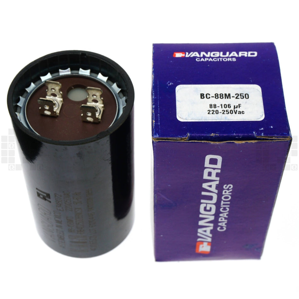Vanguard BC-88M-250 Electric Motor Start Capacitor, 88-106 uF, 220-250VAC