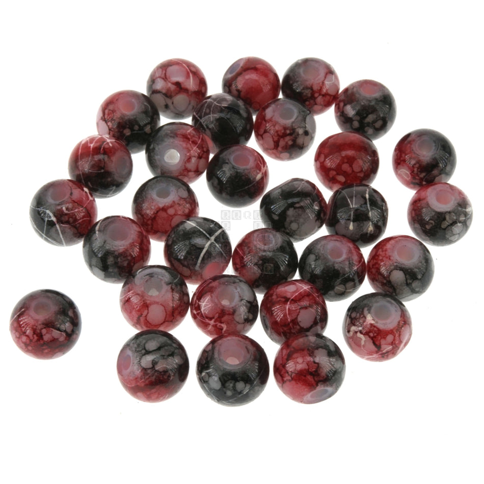 Black Cherry 8mm Loose Glass Beads, 30 Pieces