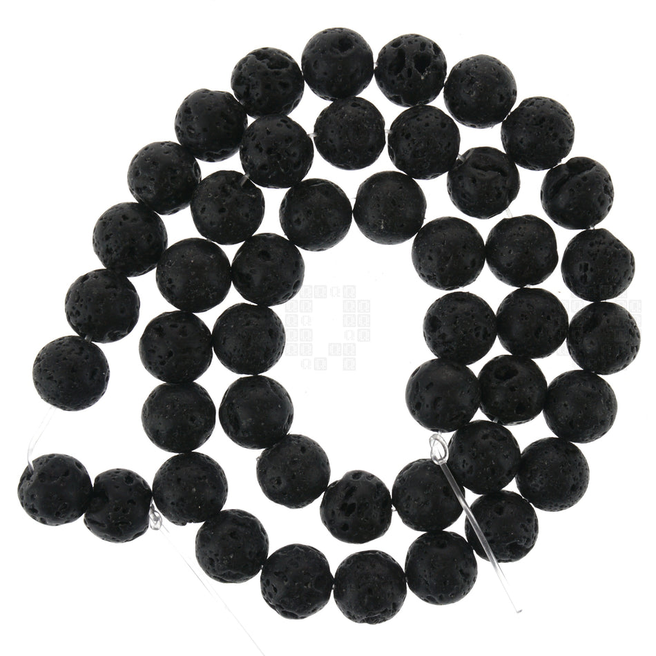 Black Lava 8mm Beads, 45 Pieces
