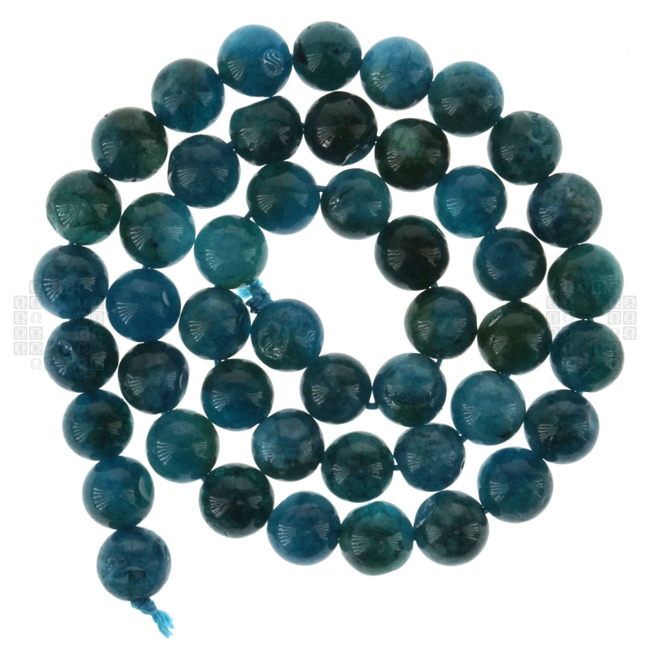 Blue Apatite Jade 8mm Round Glass Beads, 45 Pieces