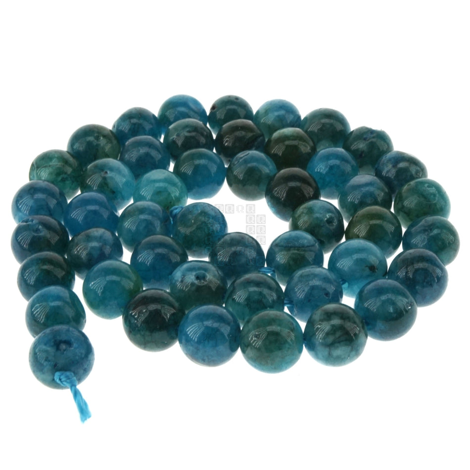 Blue Apatite Jade 8mm Round Glass Beads, 45 Pieces