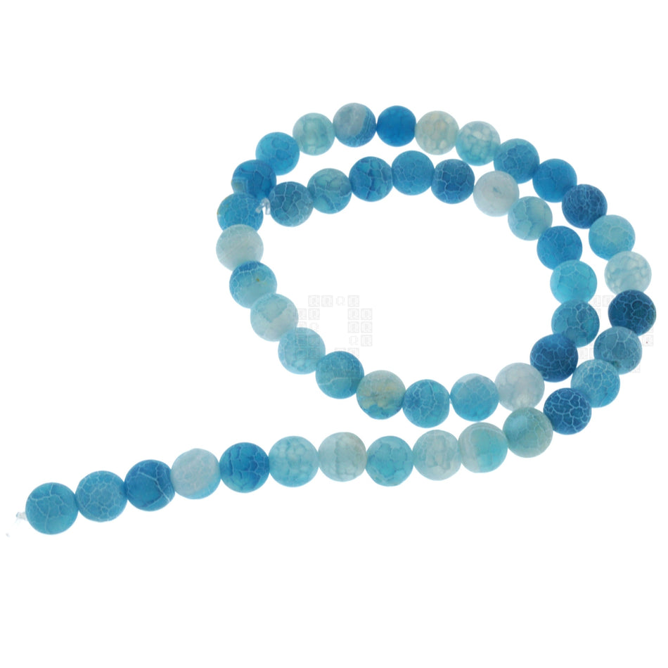 Blue Frost Cracked Agate 8mm Round Beads, 45 Pieces