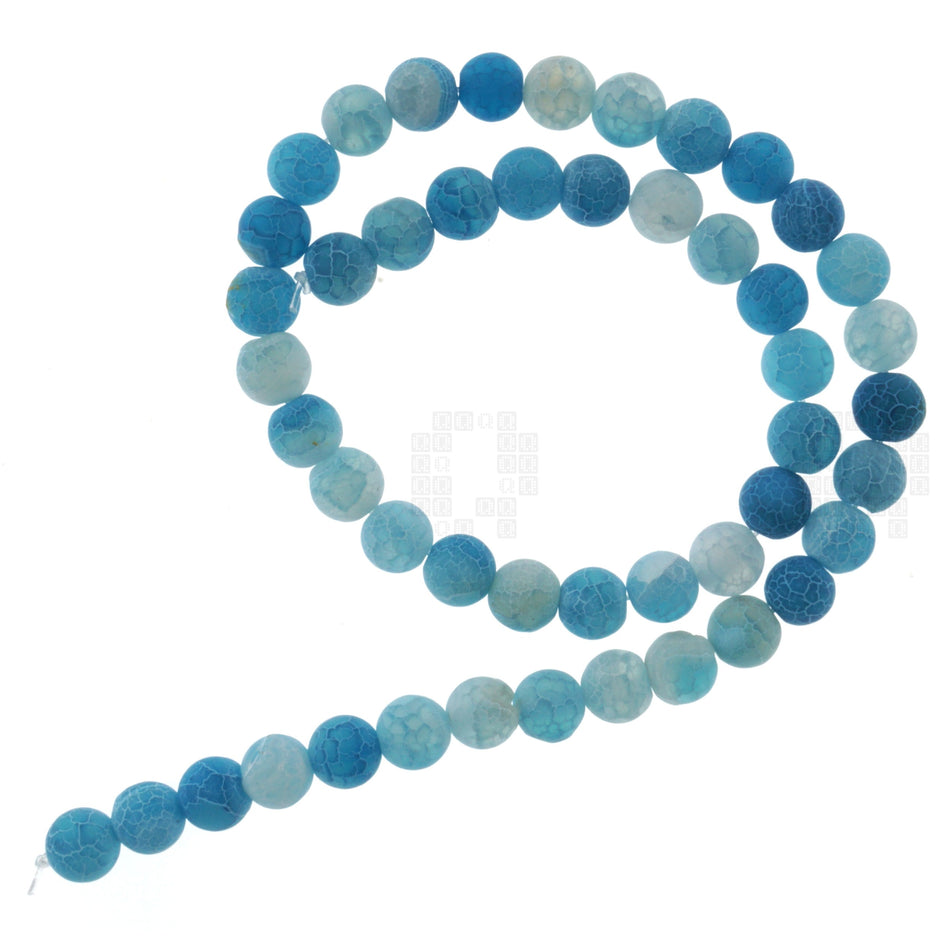 Blue Frost Cracked Agate 8mm Round Beads, 45 Pieces