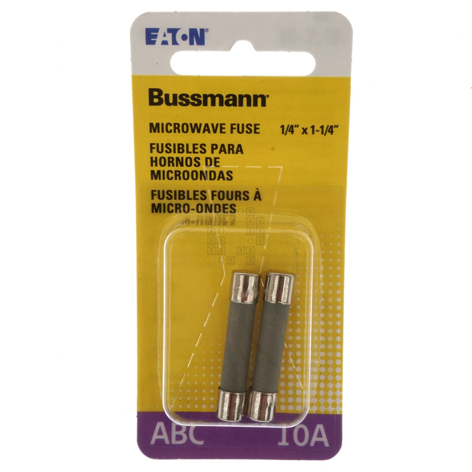 Eaton Bussmann BP/ABC-10 Fast Acting Ceramic Tube Fuse 2-Pack, 10 Amp, 250VAC