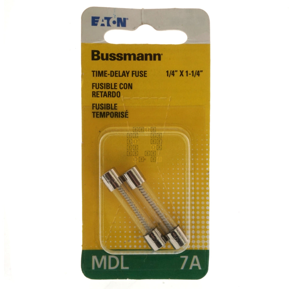 Eaton Bussmann BP/MDL-7 Time Delay Glass Fuse 2 Pack, 7 Amp, 250VAC