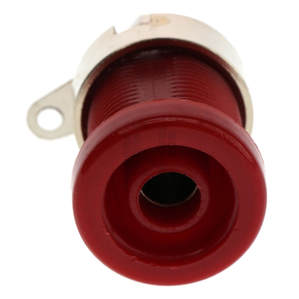 4mm Panel Mount Banana Plug Jack, Red, 600VAC 32 Amps, 12mm Mounting Hole