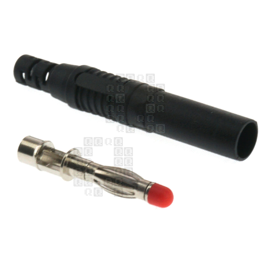 4mm Banana Full Sheath Safety Plug, Black, 32 Amps / 1000V