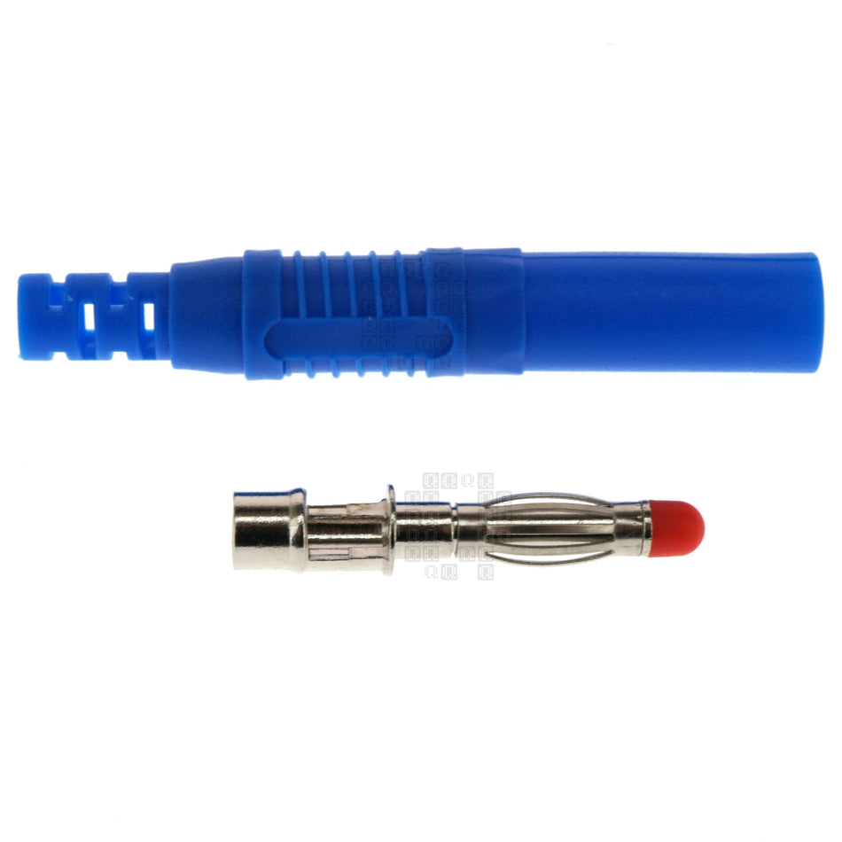 4mm Banana Full Sheath Safety Plug, Blue, 32 Amps / 1000V