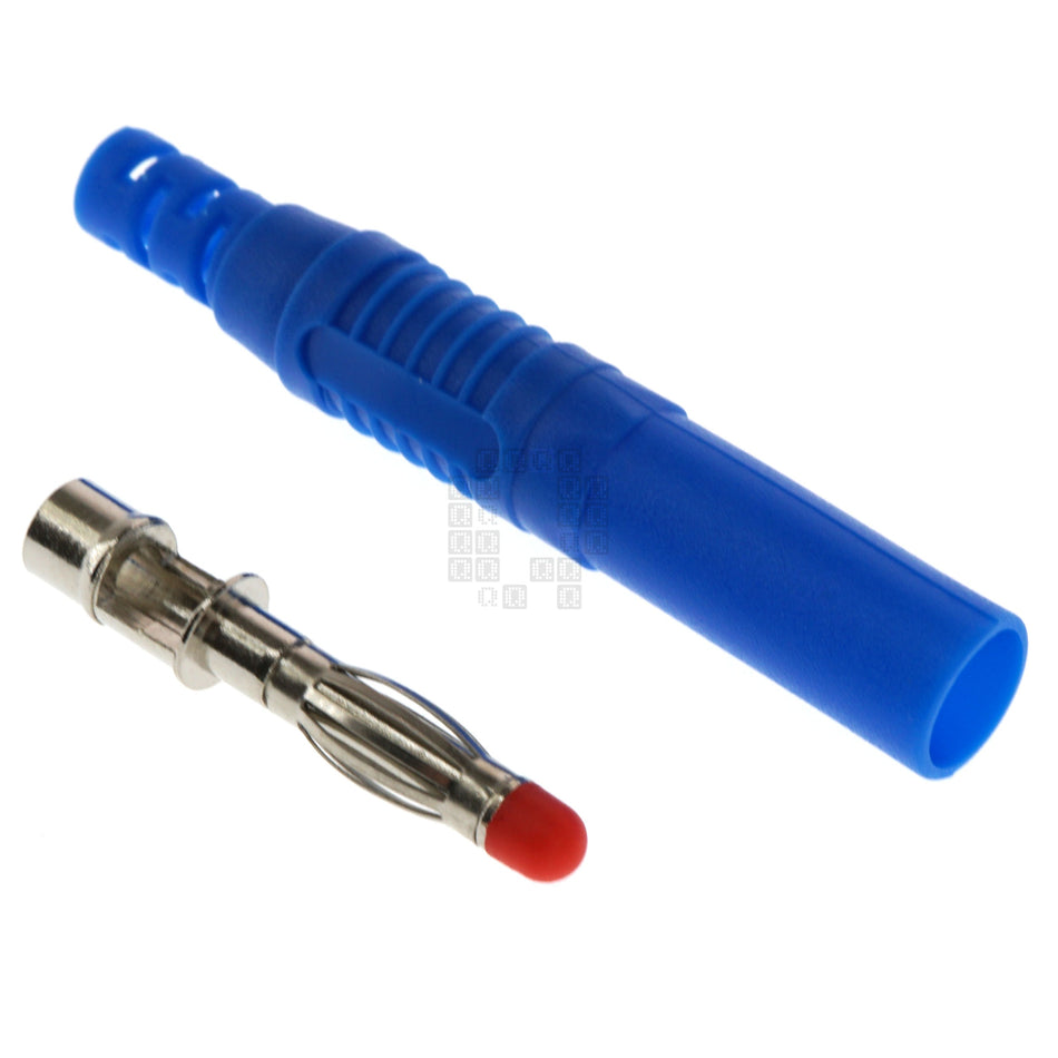 4mm Banana Full Sheath Safety Plug, Blue, 32 Amps / 1000V