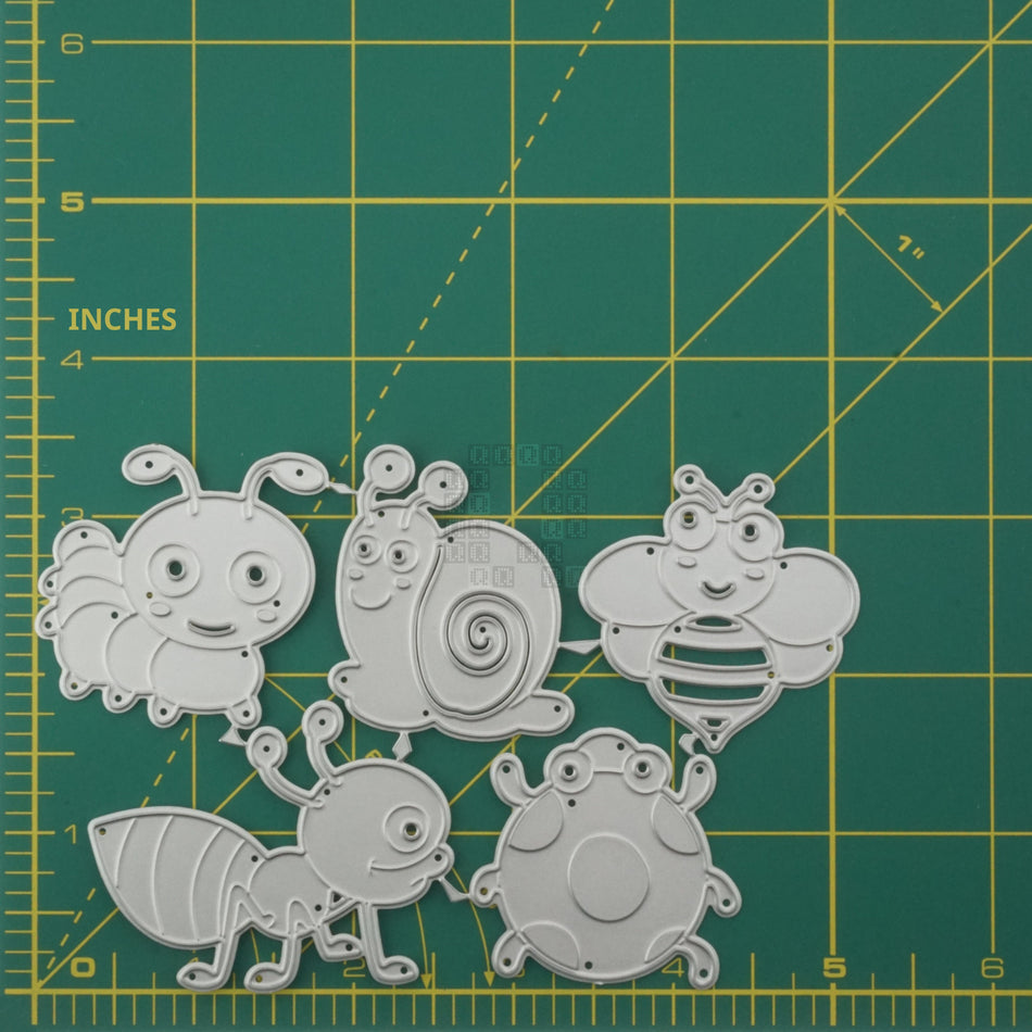 5-Piece Ant Snail Ladybug Bee Caterpillar Insect Metal Cutting Die Set