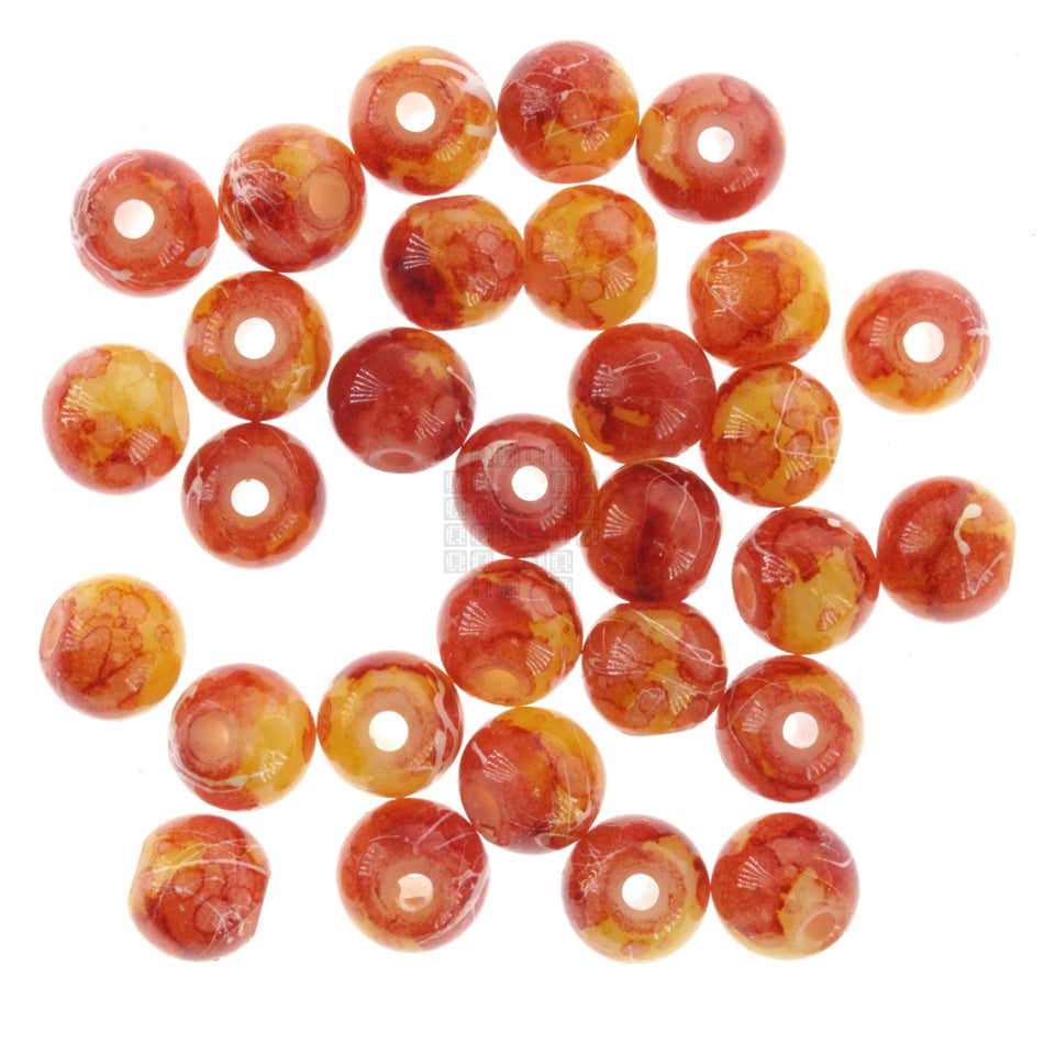 Caramel Apple 8mm Loose Glass Beads, 30 Pieces