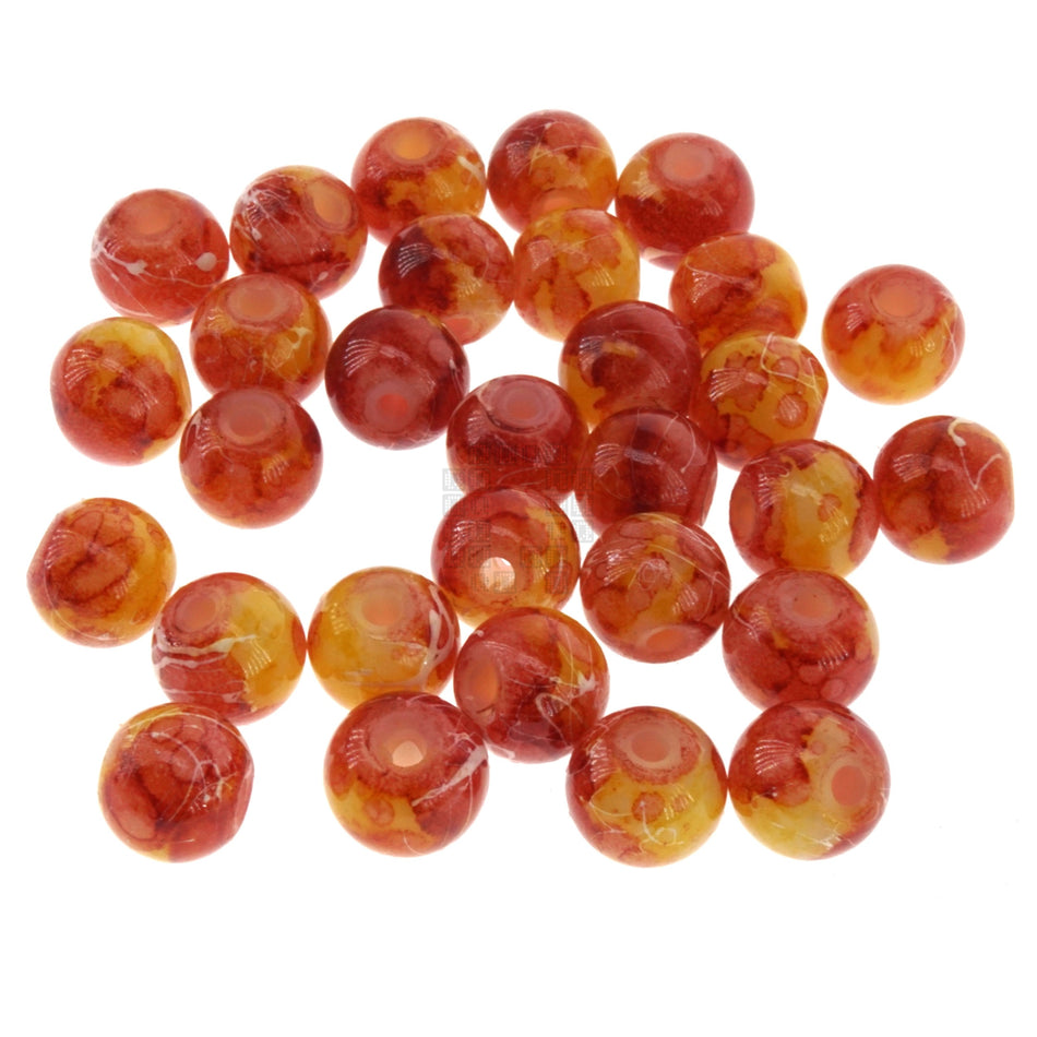 Caramel Apple 8mm Loose Glass Beads, 30 Pieces