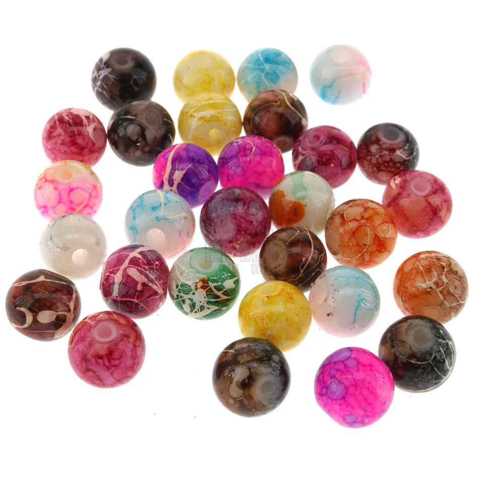Carnival (Multi-color) 8mm Loose Glass Beads, 30 Pieces