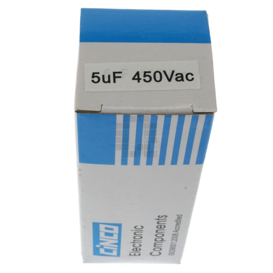 CBB60 Cinco Dry Type Run Capacitor with Mounting Bolt, 5uF 450VAC 50/60Hz