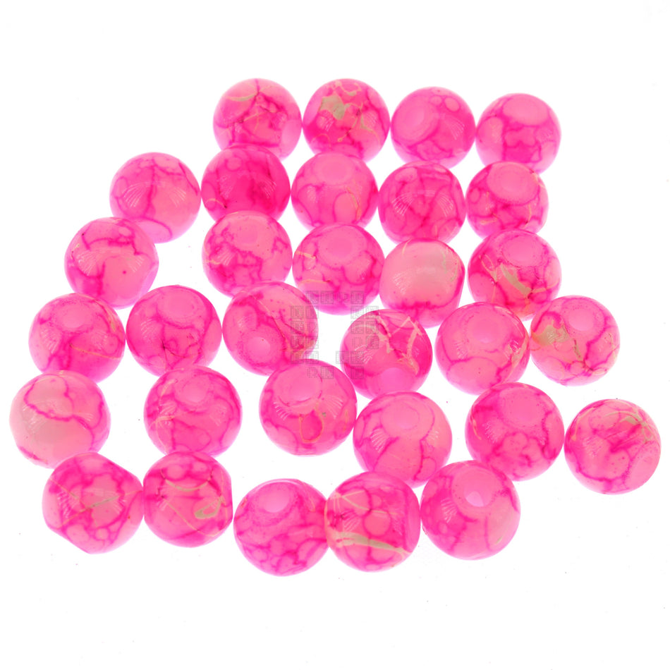 Cherry Blossom Pink 8mm Loose Glass Beads, 30 Pieces
